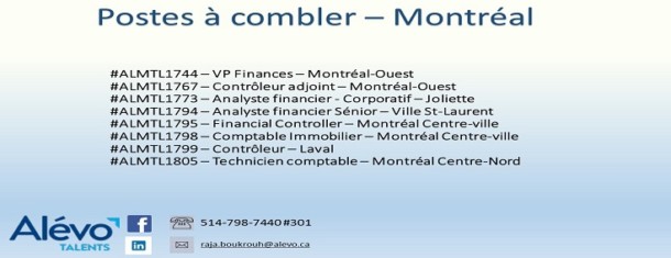Postes disponibles à Montréal en date du 3 mai 2019