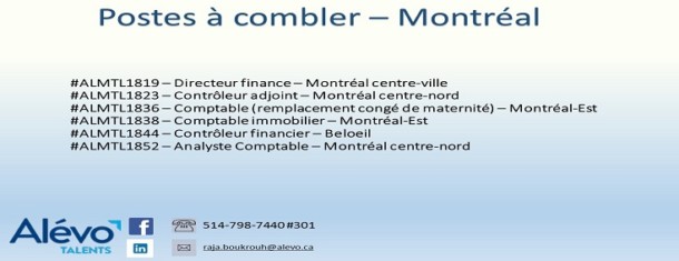 Postes disponibles à Montréal en date du 31 mai 2019